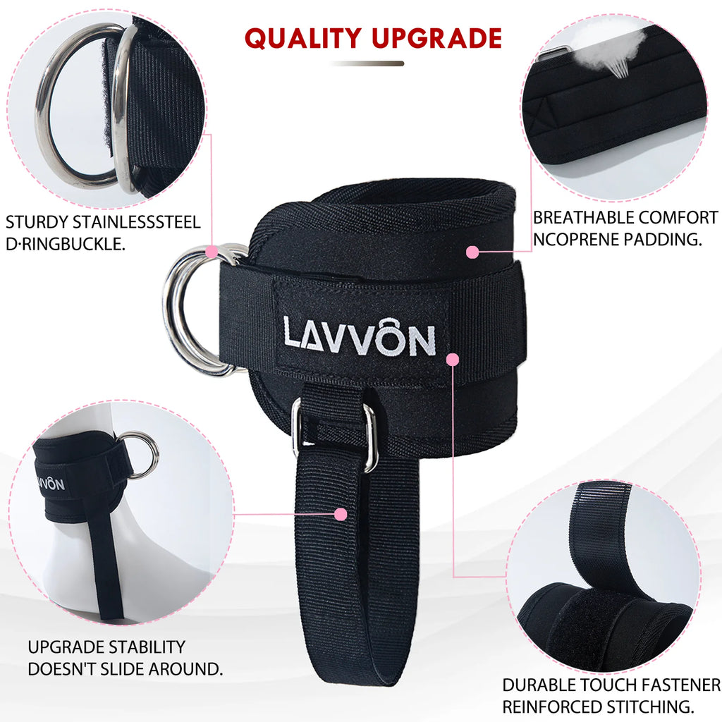 Ankle Straps for Cable Machines Kickbacks - Adjustable Comfort Ankle Cable Attachments for Gym Ankle Cuff Cable Machine Glute Kickback Straps - Leg Extensions, Curls & Ankle Cuffs Women