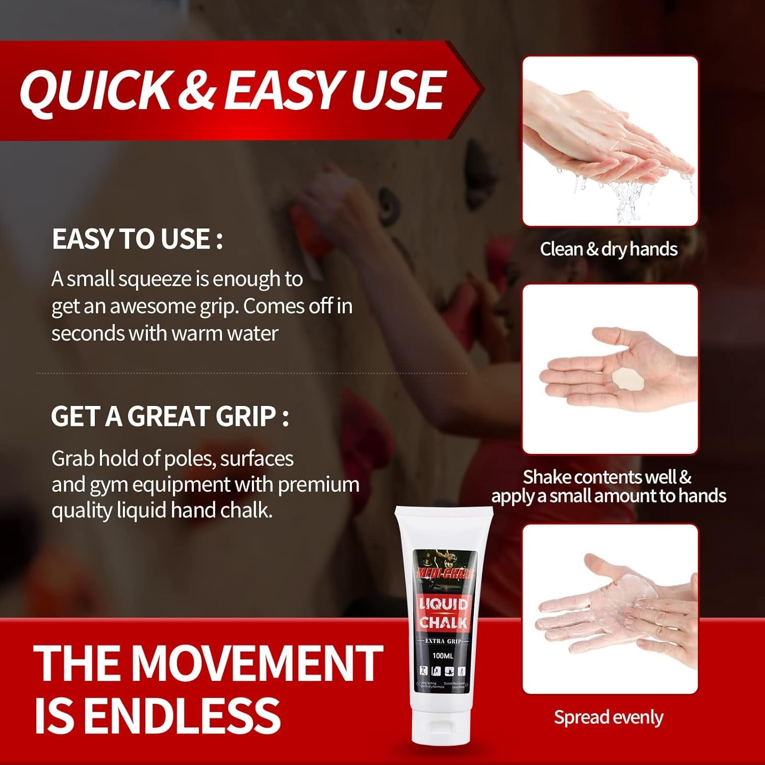 Liquid Chalk, Sports Chalk, Hand Grip Chalk,Weightlifting Chalk,Gym Chalk,Work Out Chalk for Cross Training, Powerlifting,Pole Dance